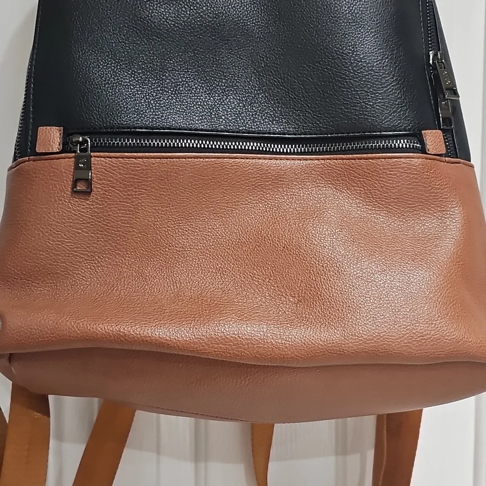 Two-Tone Black and Brown Backpack